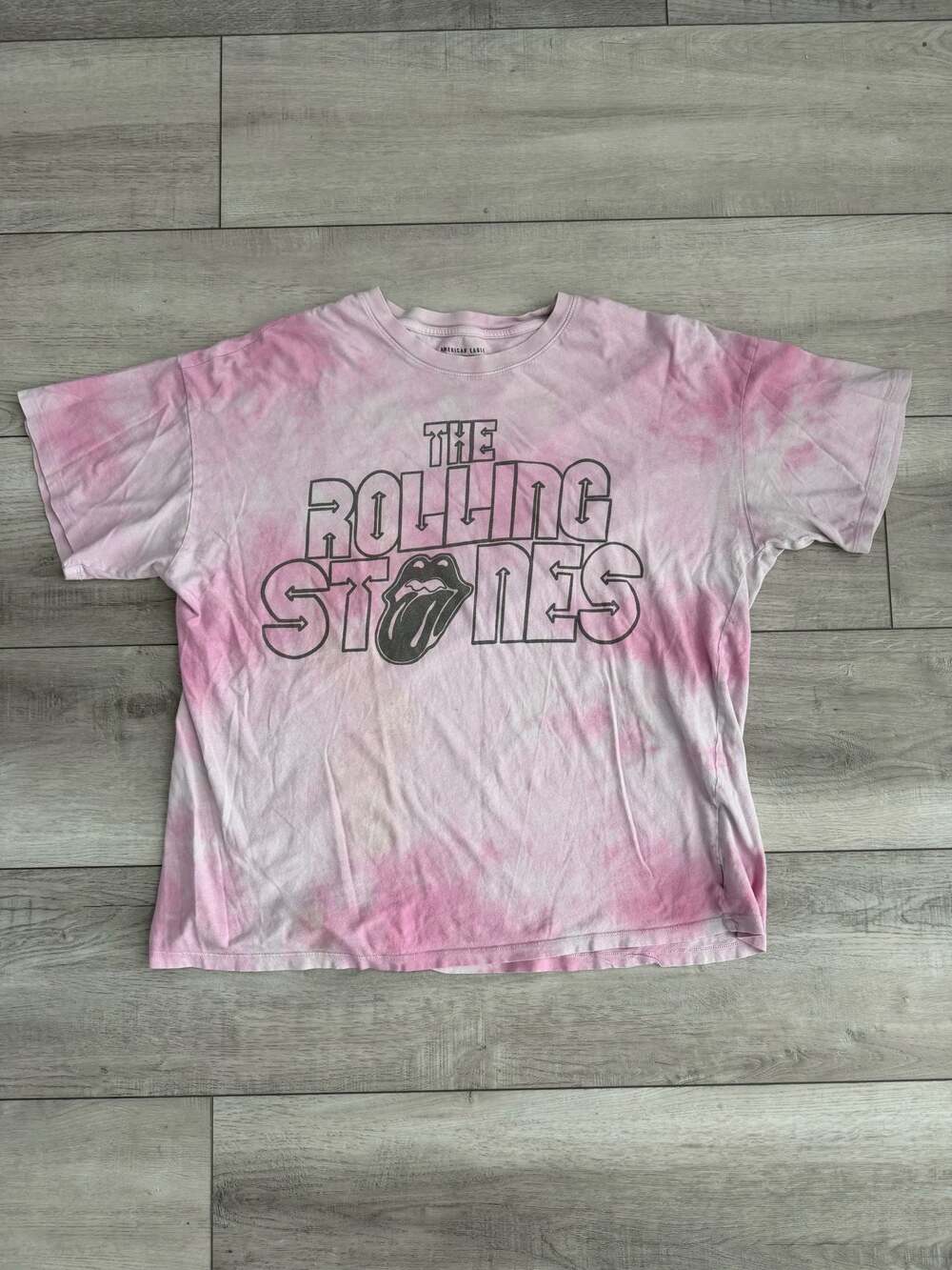 American Eagle The Rolling Stones Pink Tie Dye Band T-Shirt